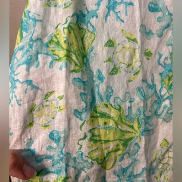 J Jill MEDTurtle 100% Linen 3/4 Sleeve Blouse tropical resortwear beach coastal - Picture 4 of 8